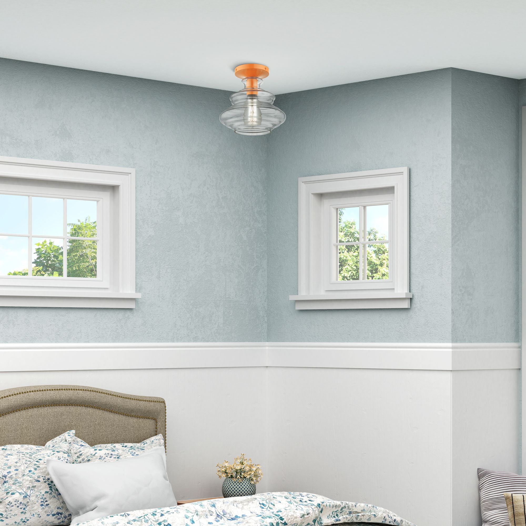 1 Light Shiny Orange Semi-Flush