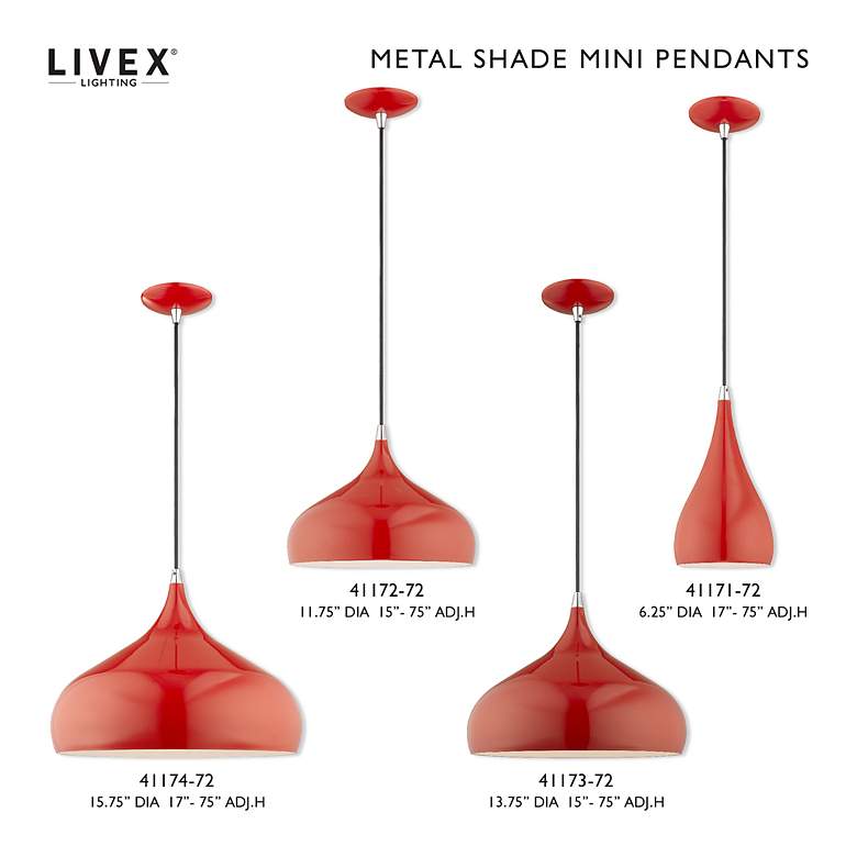Image 3 1 Light Shiny Red Mini Pendant more views