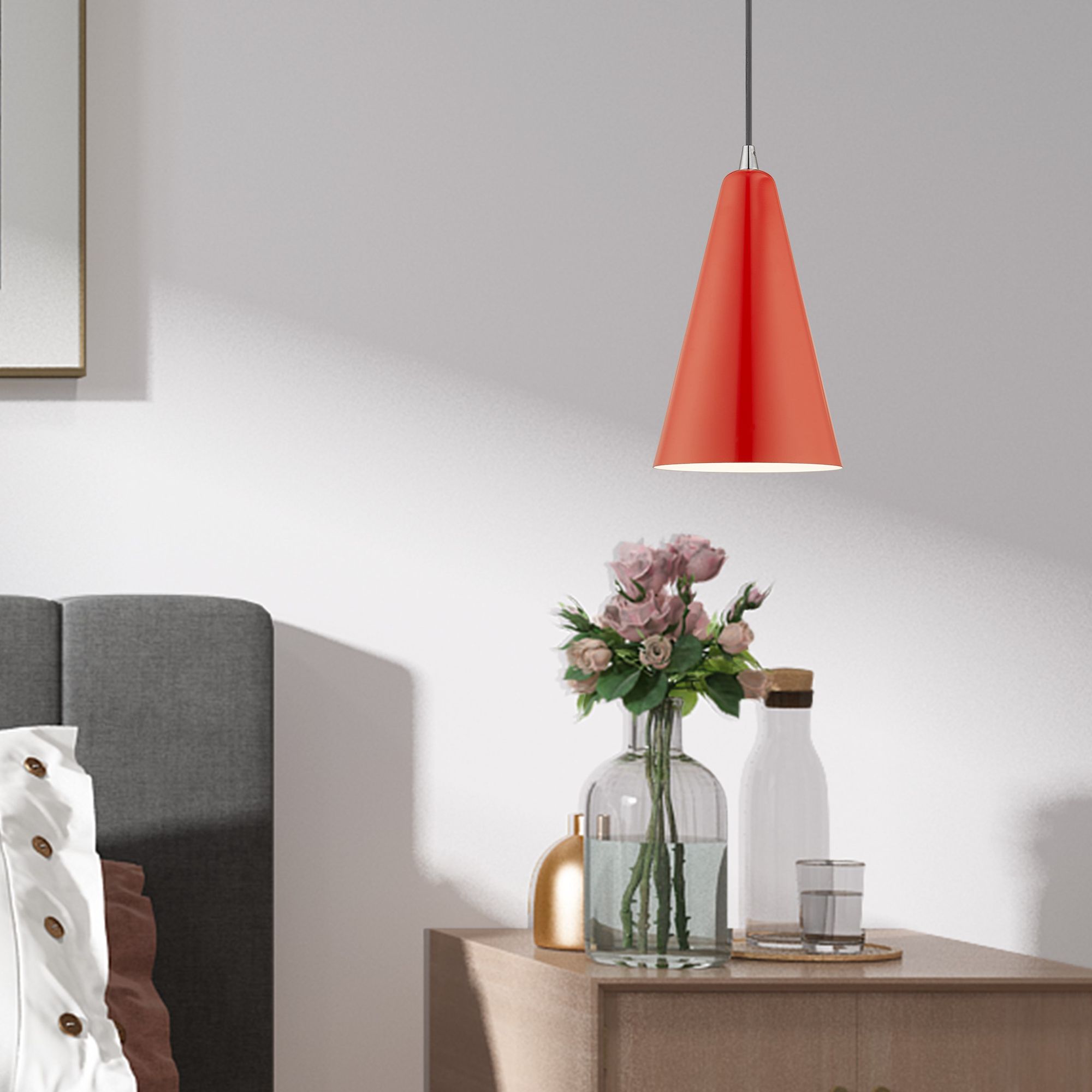 1 Light Shiny Red Mini Pendant