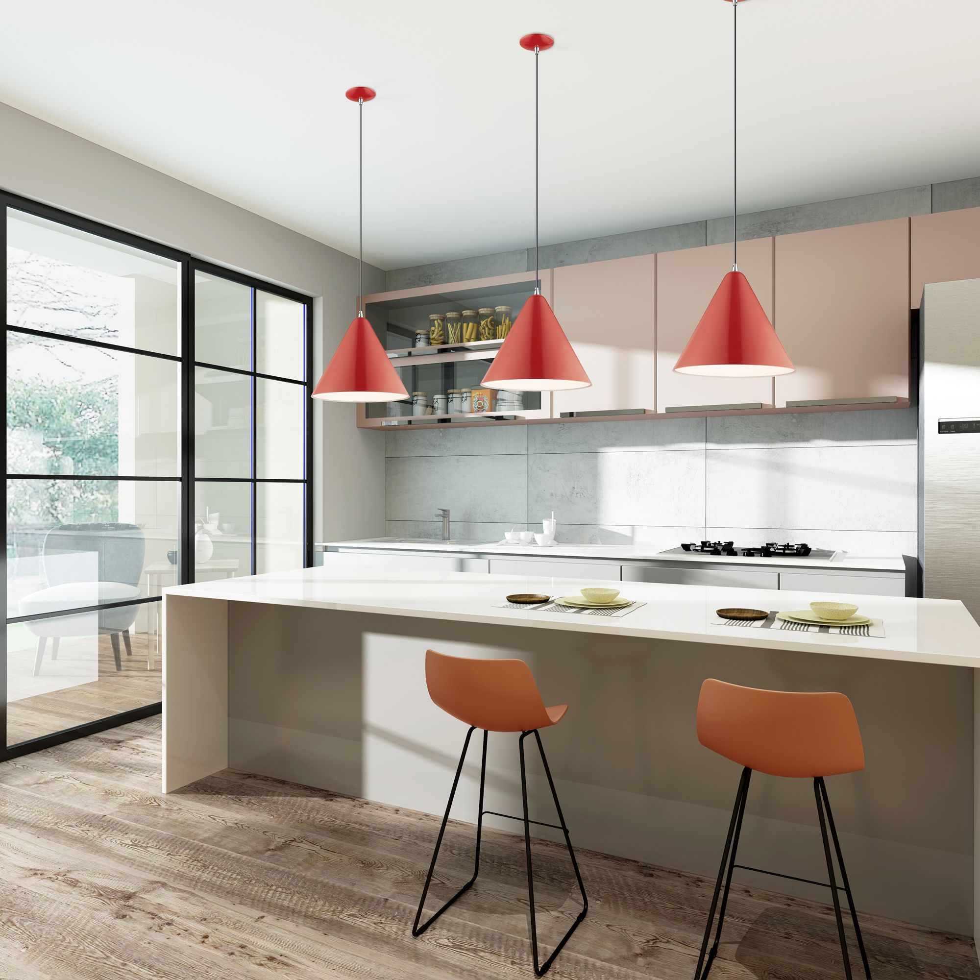 1 Light Shiny Red Mini Pendant