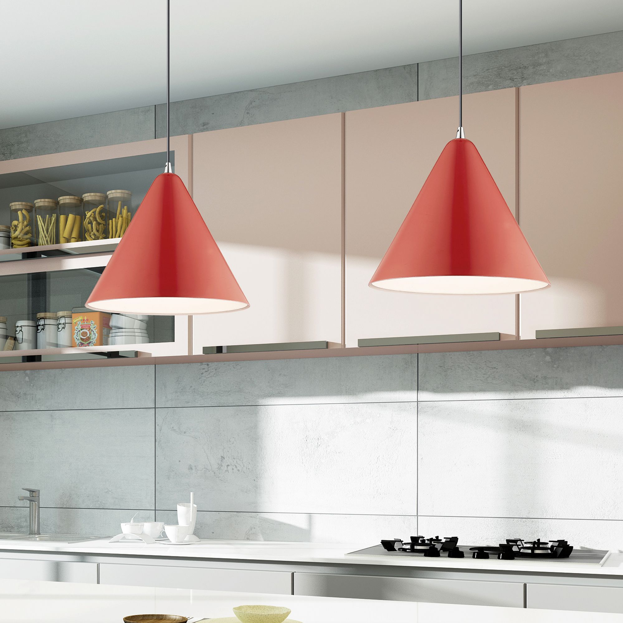 1 Light Shiny Red Mini Pendant