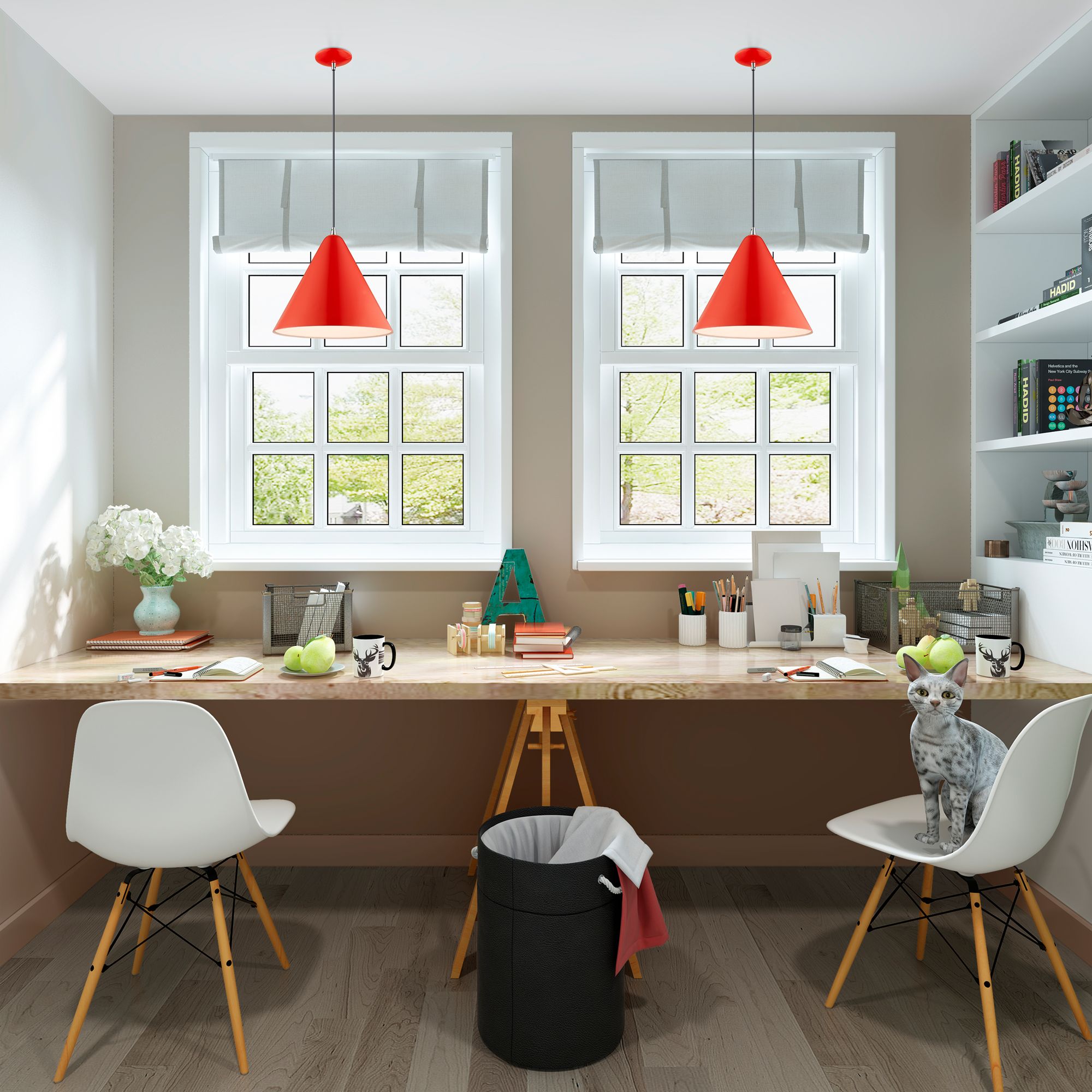 1 Light Shiny Red Mini Pendant