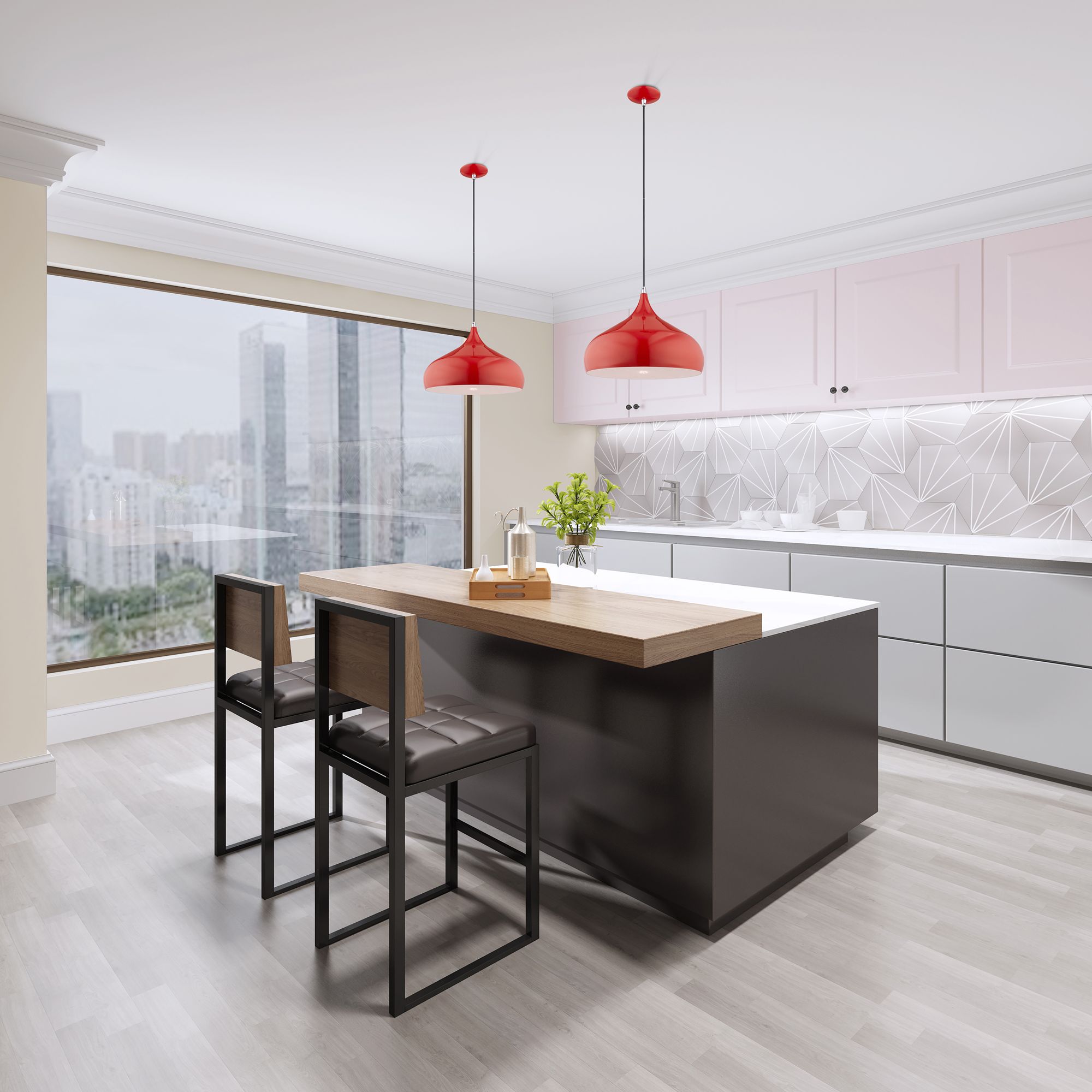 1 Light Shiny Red Mini Pendant