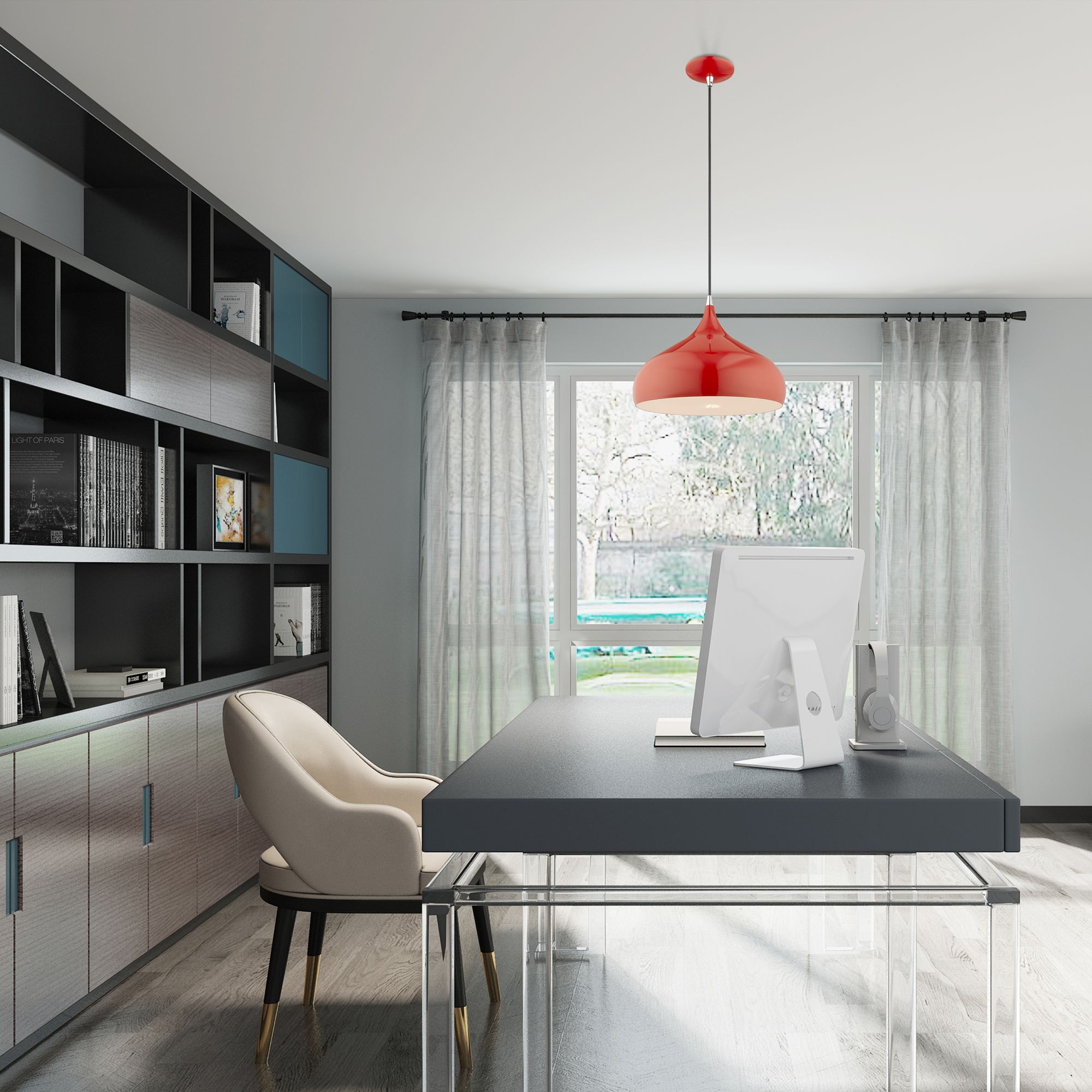 1 Light Shiny Red Mini Pendant