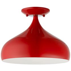 1 Light Shiny Red Semi-Flush Mount