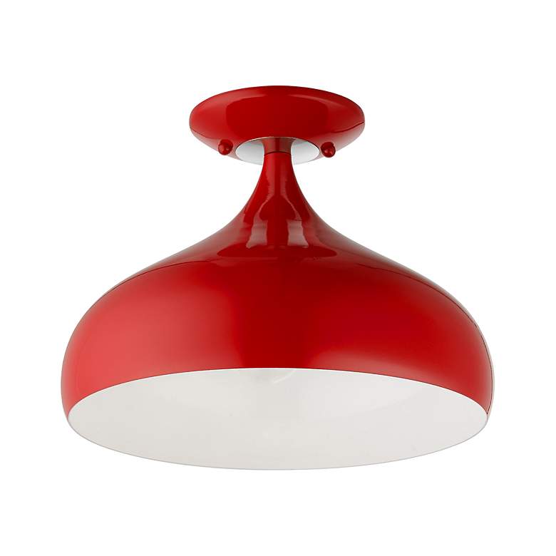 Image 3 1 Light Shiny Red Semi-Flush Mount more views