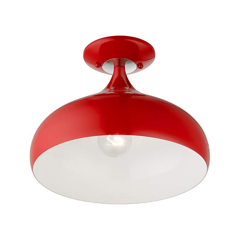 Image 4 1 Light Shiny Red Semi-Flush Mount more views