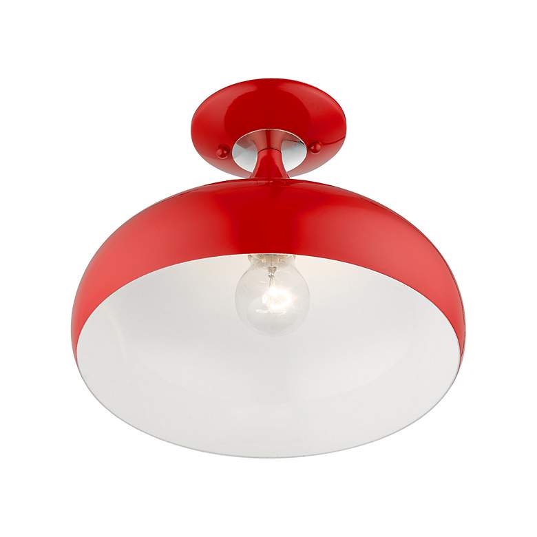 Image 5 1 Light Shiny Red Semi-Flush Mount more views