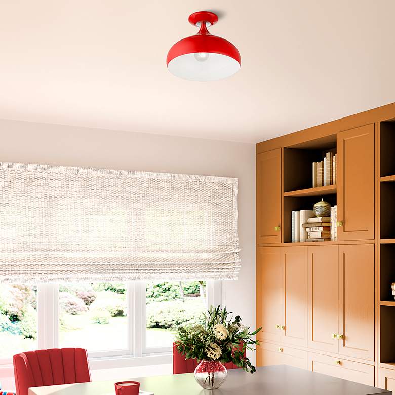 Image 7 1 Light Shiny Red Semi-Flush Mount more views