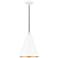 1 Light Shiny White Cone Pendant with Polished Chrome Accents