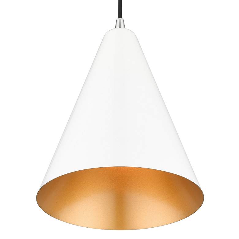 Image 5 1 Light Shiny White Cone Pendant with Polished Chrome Accents more views