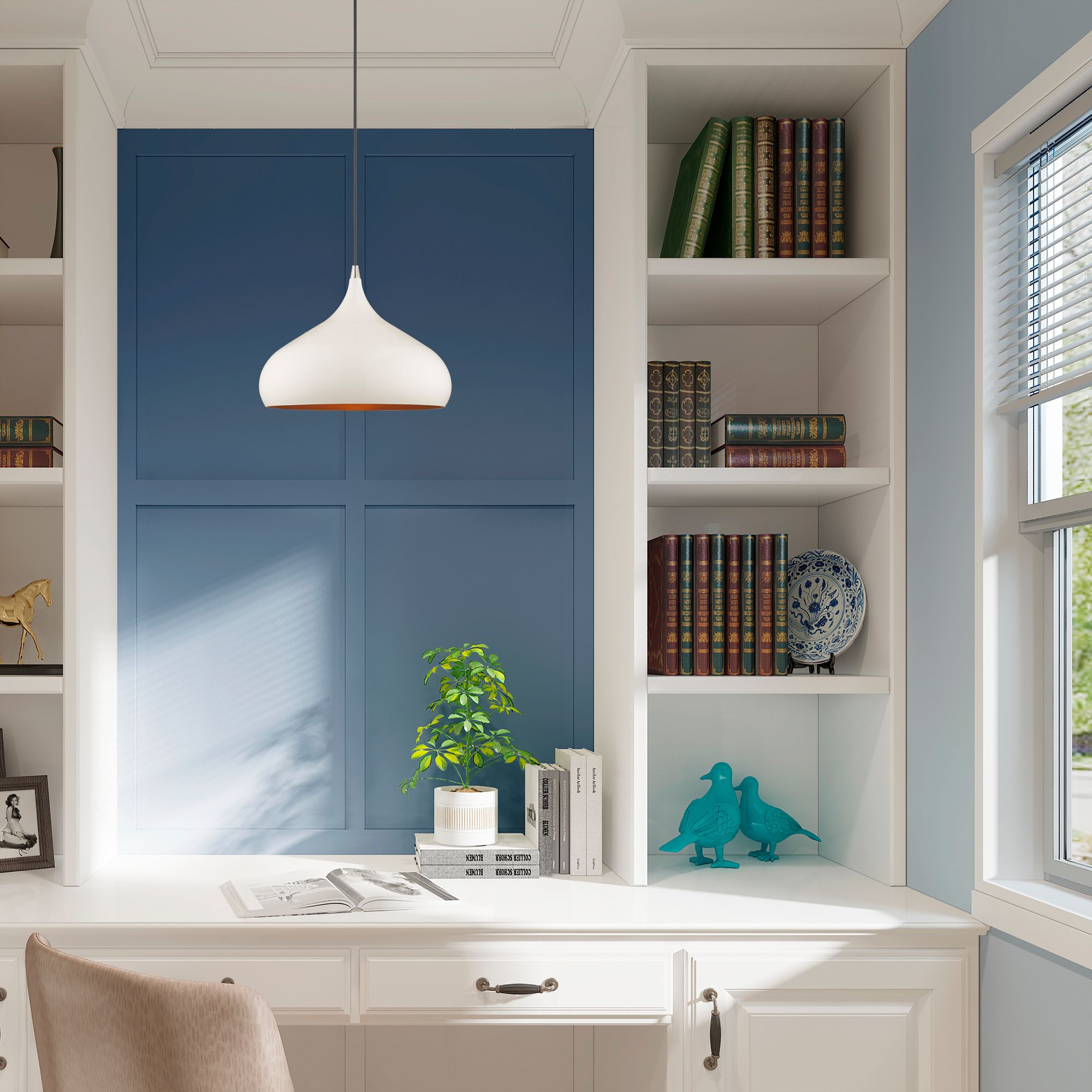 1 Light Shiny White Mini Pendant