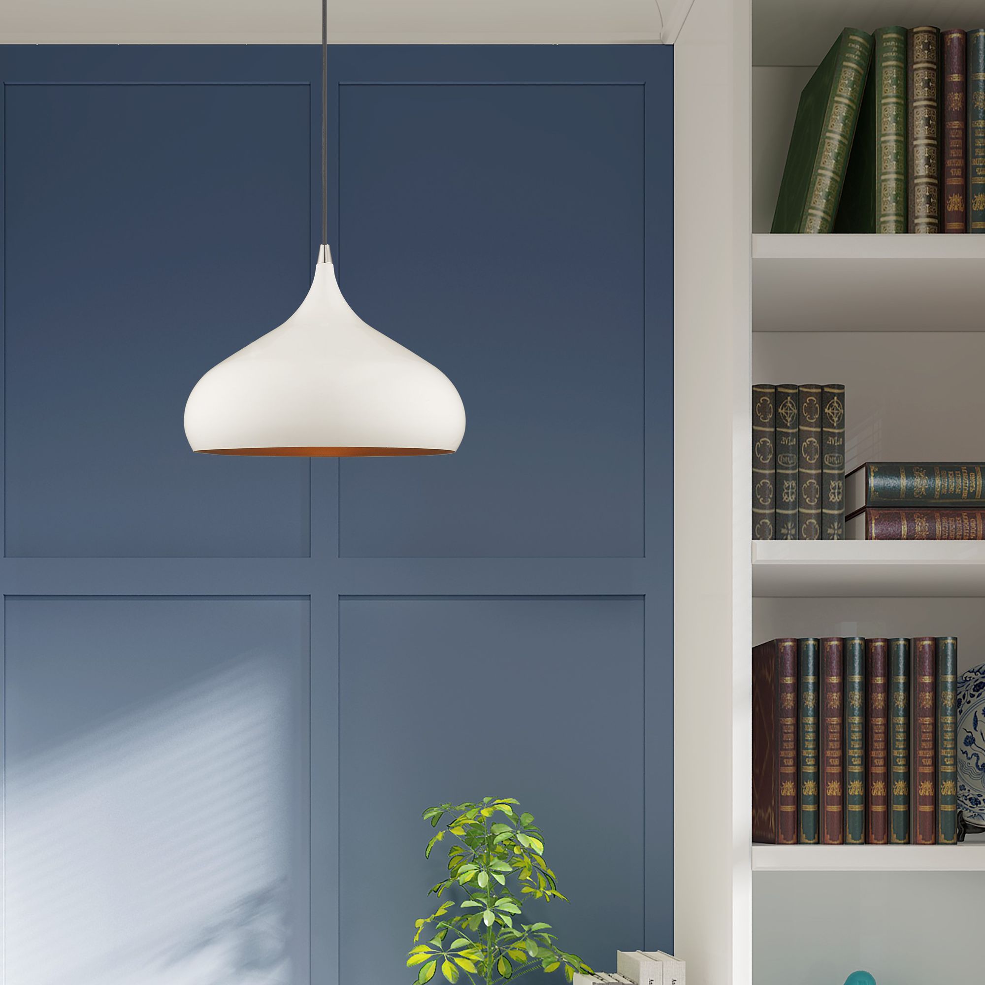 1 Light Shiny White Mini Pendant