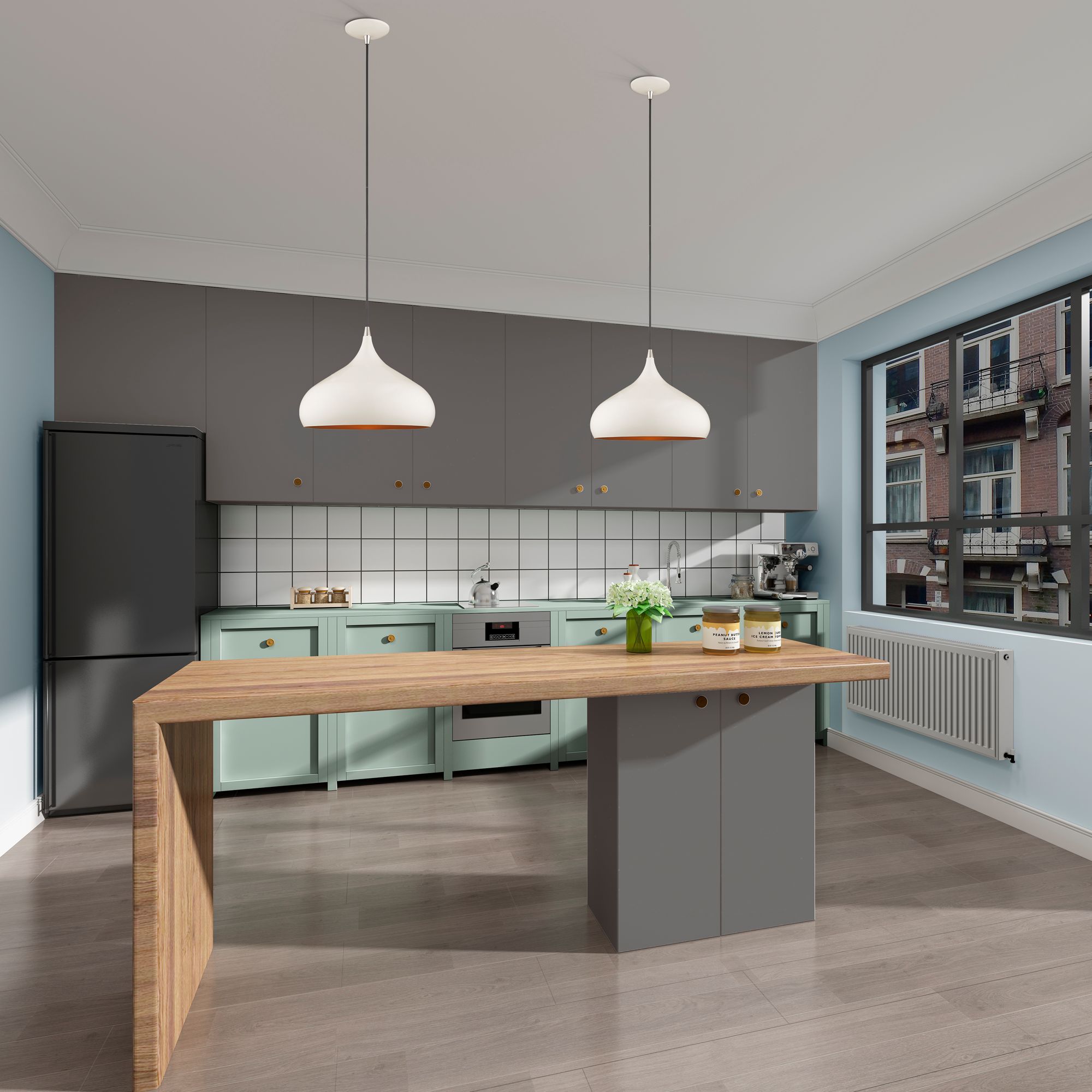 1 Light Shiny White Mini Pendant