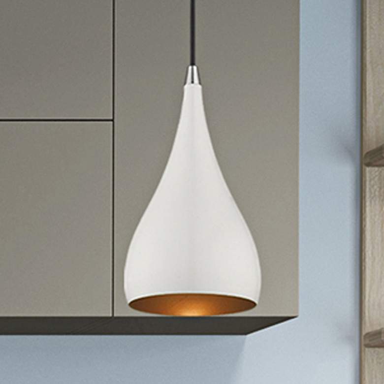 Image 1 1 Light Shiny White Mini Pendant