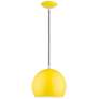 1 Light Shiny Yellow with Polished Chrome Accents Globe Pendant