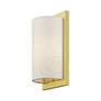 5_1 Light Soft Gold ADA Sconce with Hand Crafted Oatmeal Fabric Shade more views