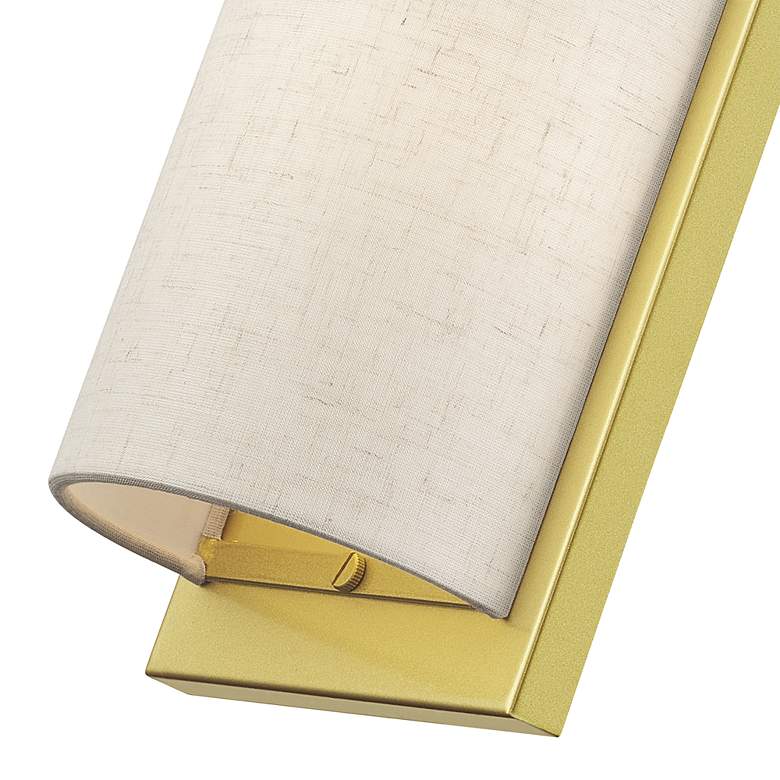 Image 6 1 Light Soft Gold ADA Sconce with Hand Crafted Oatmeal Fabric Shade more views