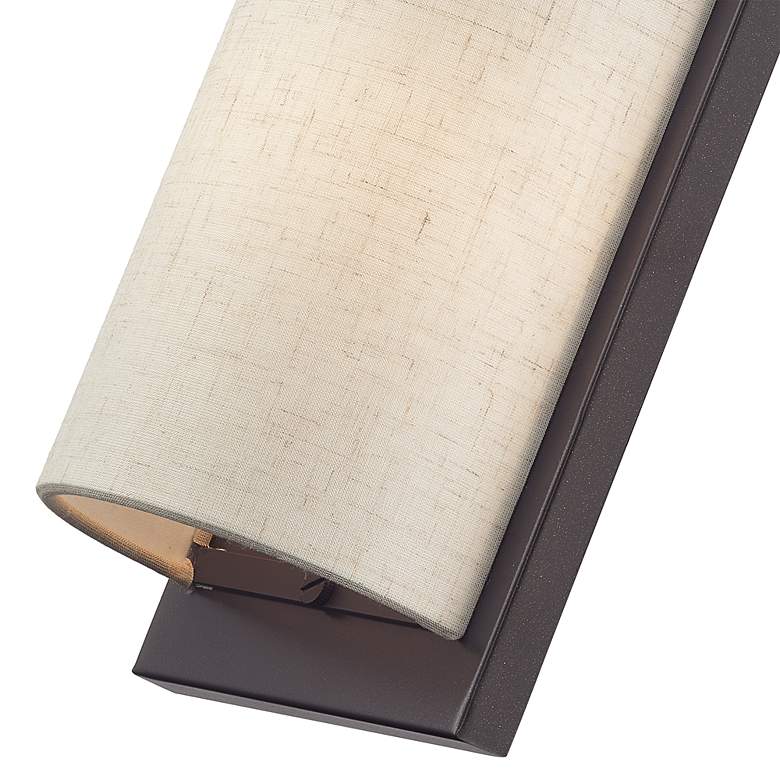 Image 6 1 Light Soft Gold ADA Sconce with Hand Crafted Oatmeal Fabric Shade more views
