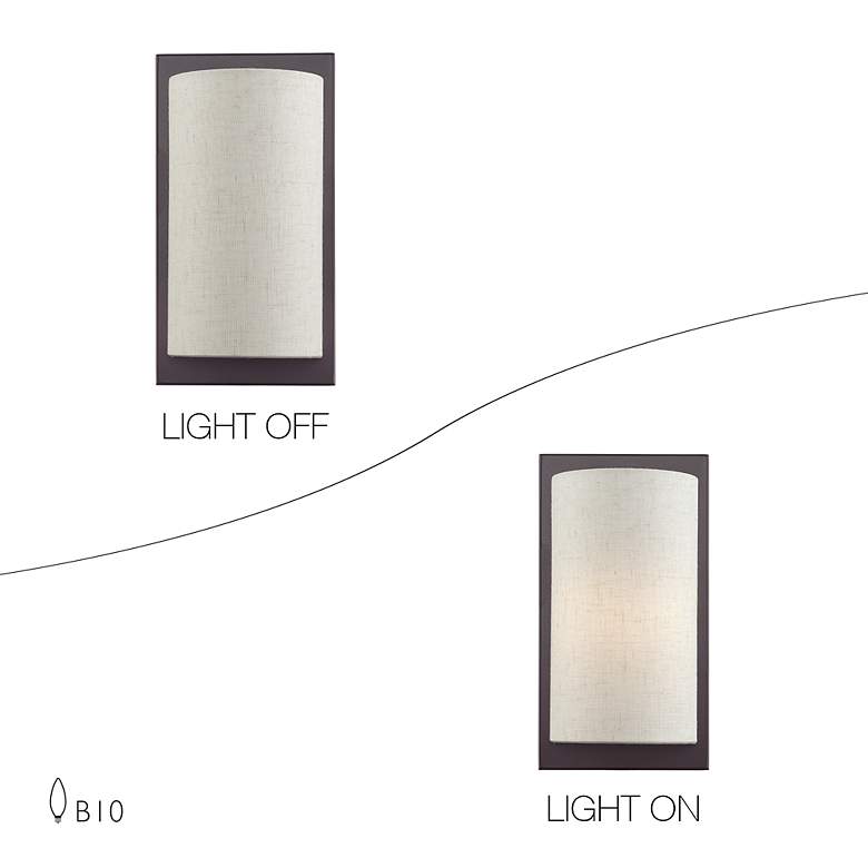 Image 7 1 Light Soft Gold ADA Sconce with Hand Crafted Oatmeal Fabric Shade more views