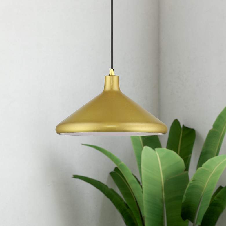 Image 1 1 Light Soft Gold Cone Pendant with and Soft Gold Aluminum Shade