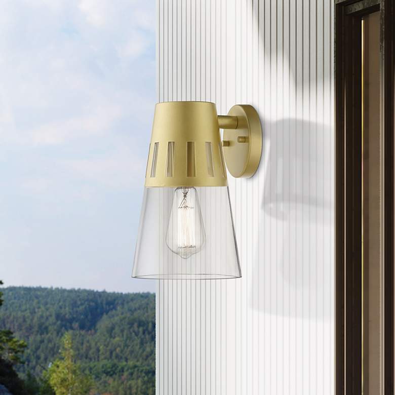 Image 1 1 Light Soft Gold Outdoor Medium Wall Lantern