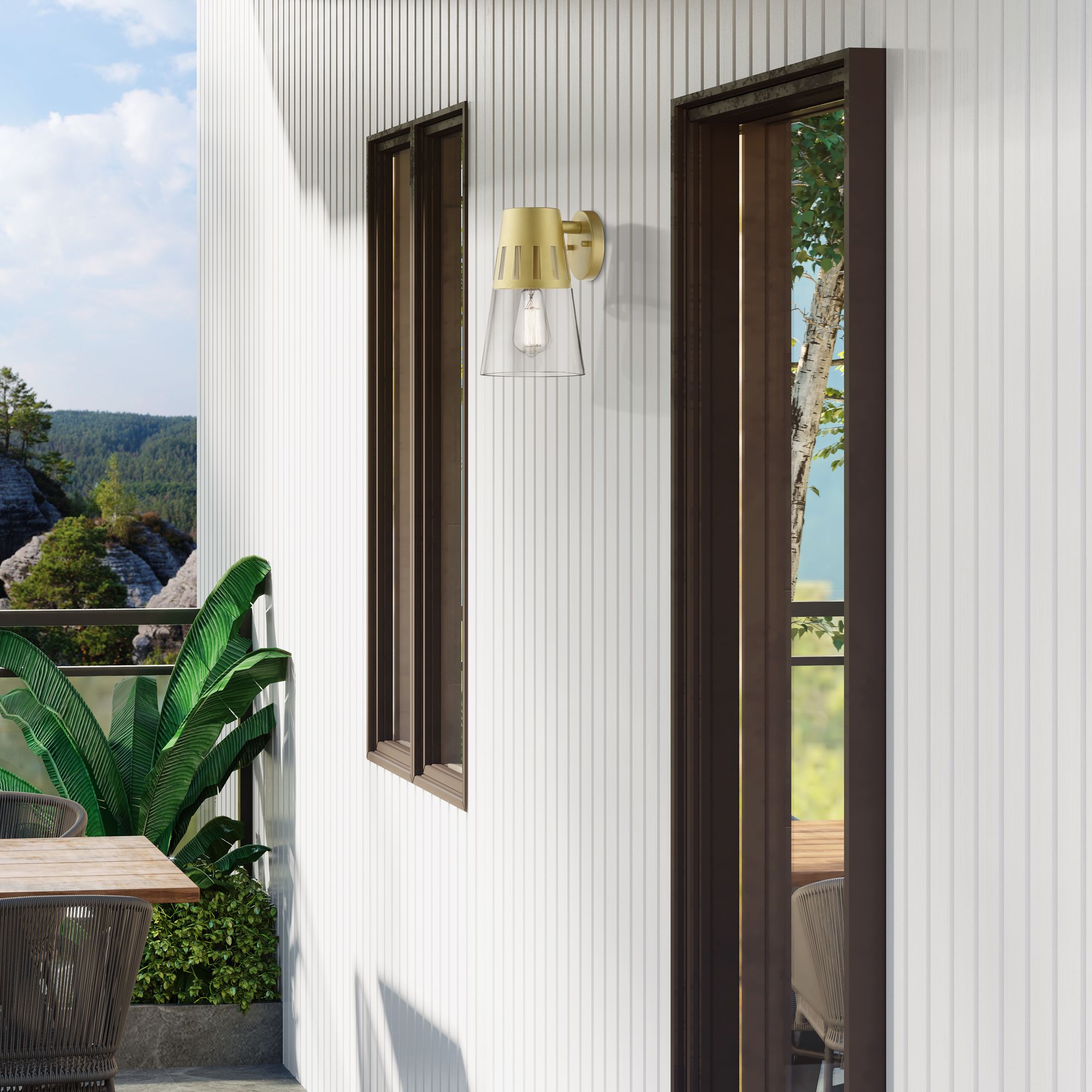 1 Light Soft Gold Outdoor Medium Wall Lantern