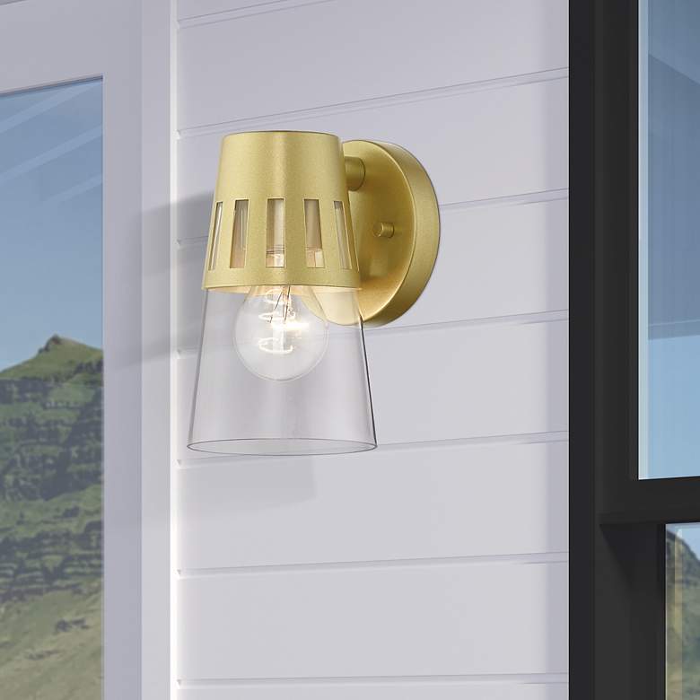 Image 1 1 Light Soft Gold Outdoor Small Wall Lantern
