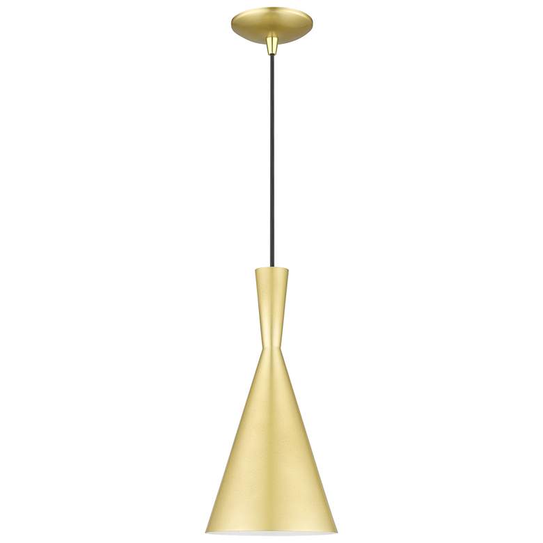 Image 1 1 Light Soft Gold Pendant with Polished Brass Finish Accents