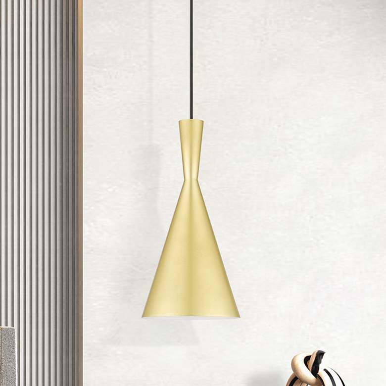 Image 1 1 Light Soft Gold Pendant with Polished Brass Finish Accents