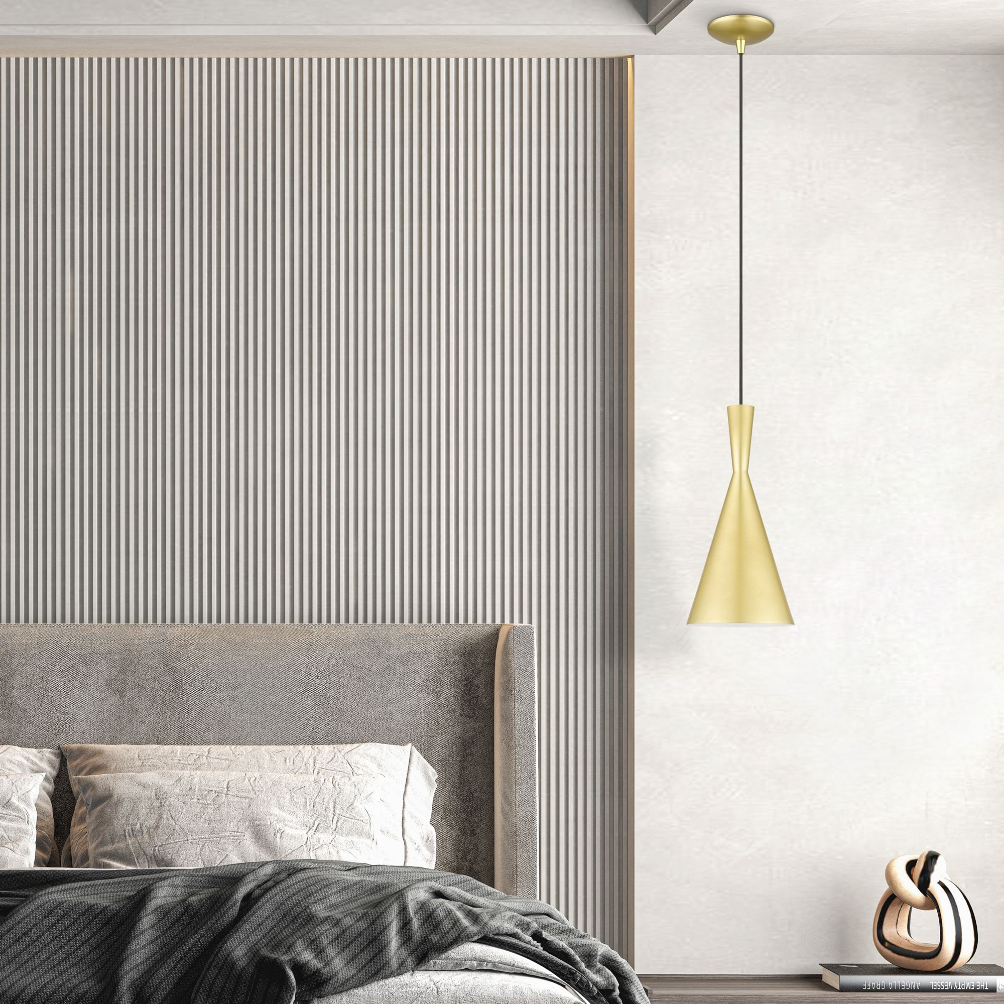 1 Light Soft Gold Pendant with Polished Brass Finish Accents