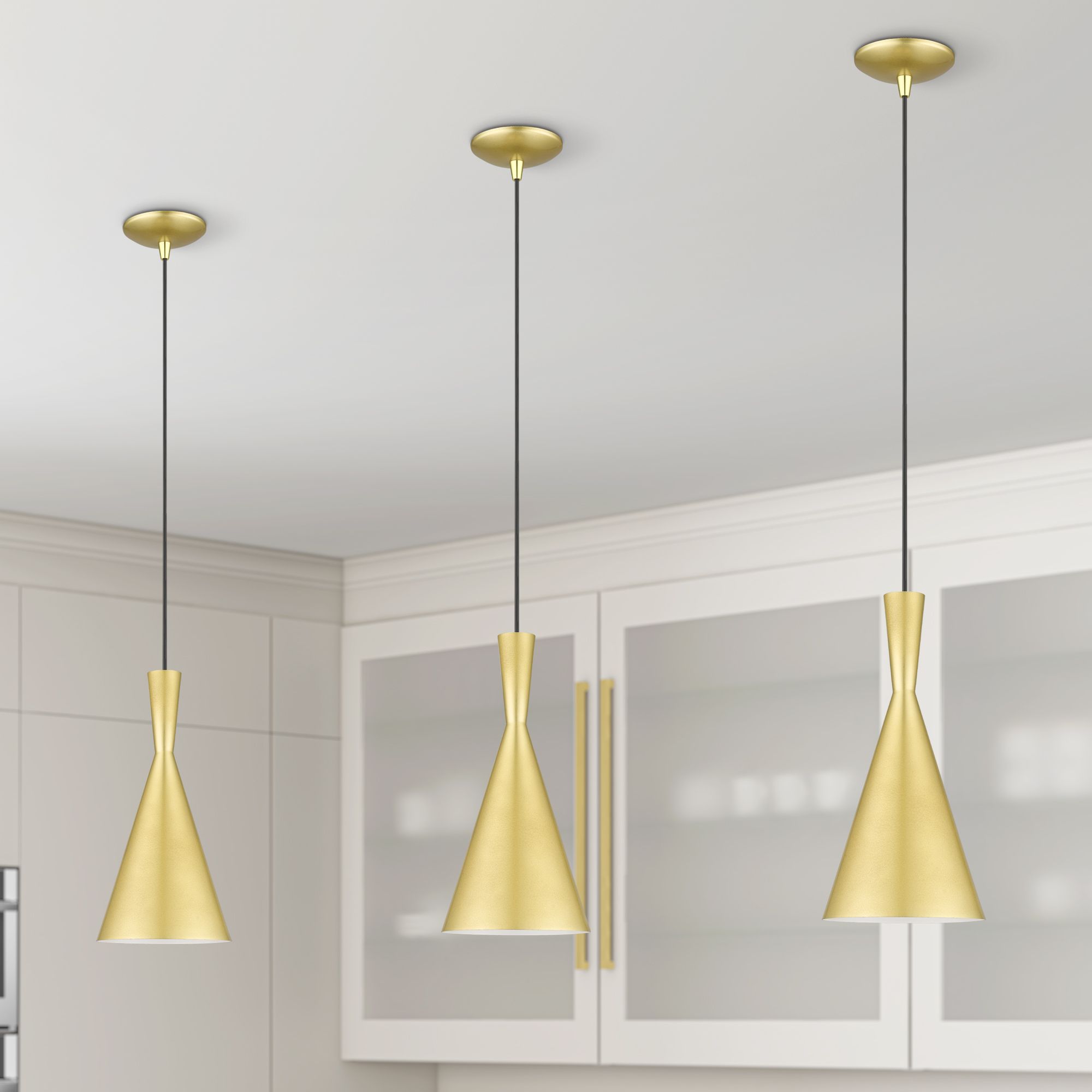1 Light Soft Gold Pendant with Polished Brass Finish Accents