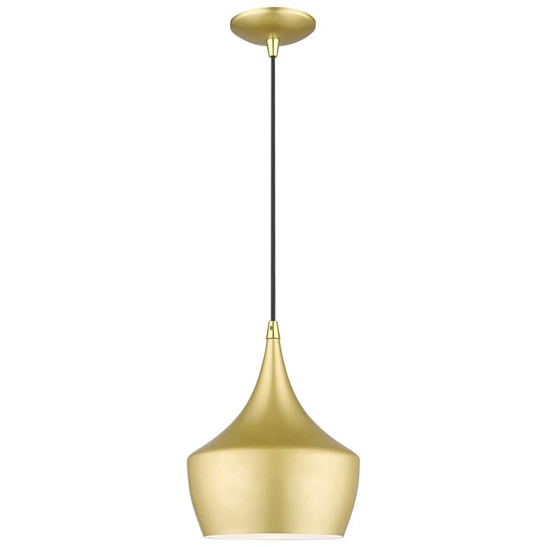 Image 1 1 Light Soft Gold Pendant with Polished Brass Finish Accents