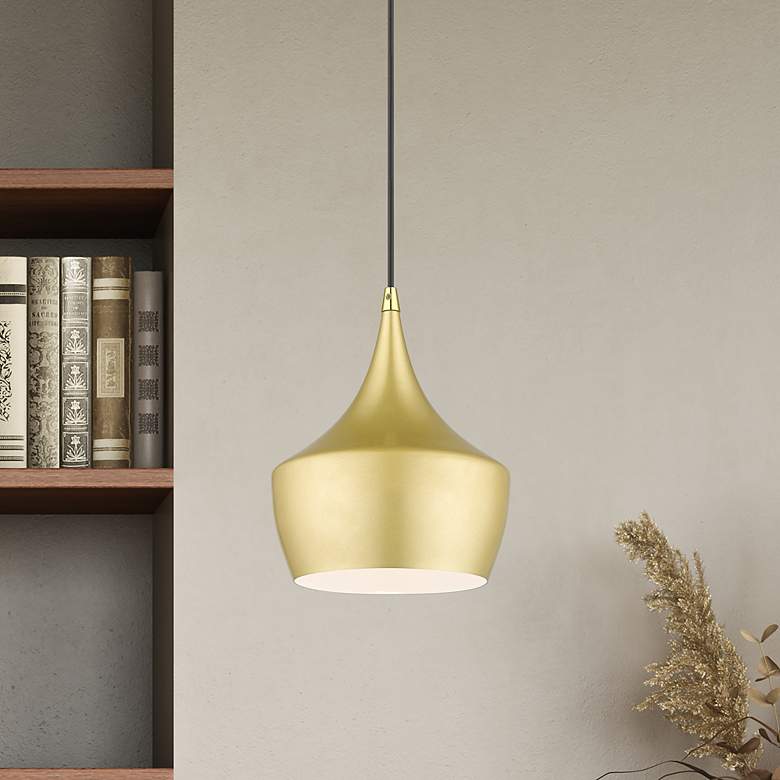 Image 1 1 Light Soft Gold Pendant with Polished Brass Finish Accents