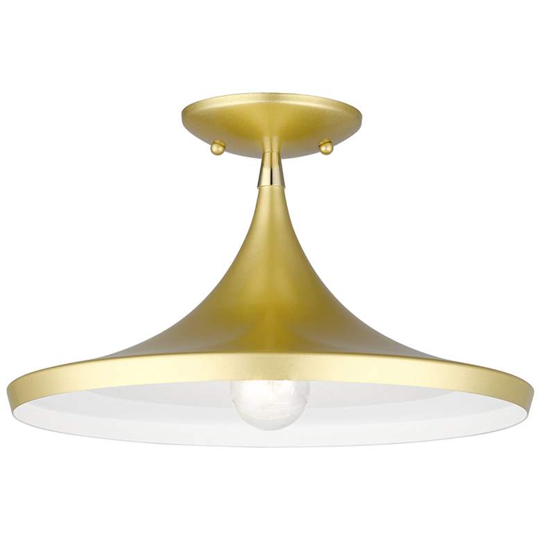 Image 1 1 Light Soft Gold Semi-Flush with Polished Brass Finish Accents