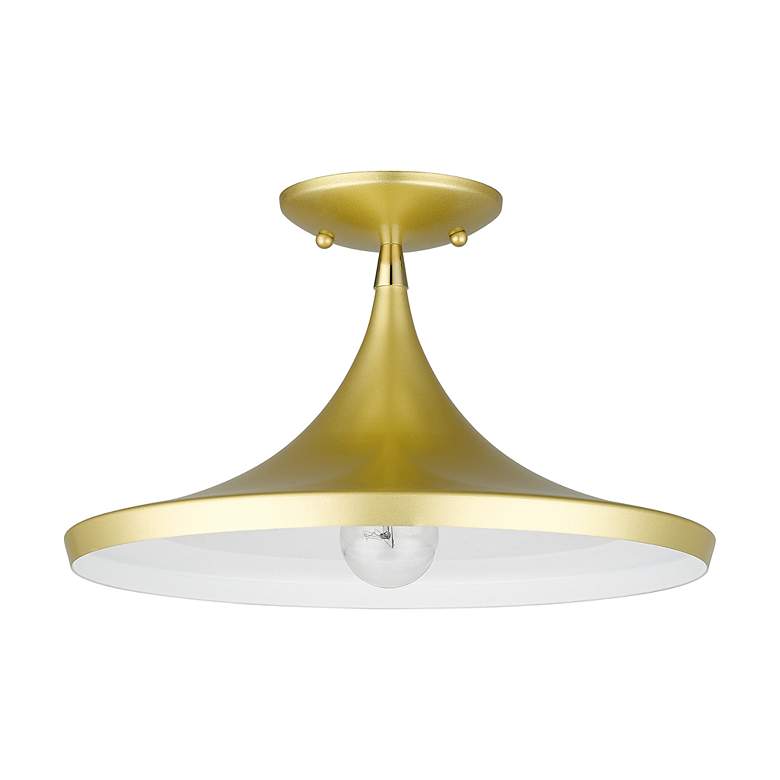 Image 3 1 Light Soft Gold Semi-Flush with Polished Brass Finish Accents more views