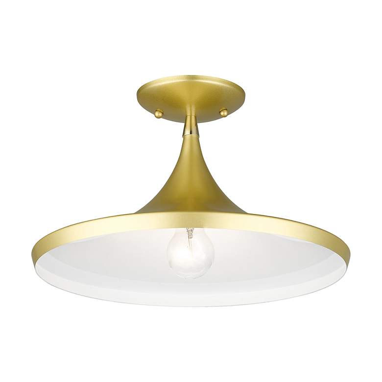 Image 4 1 Light Soft Gold Semi-Flush with Polished Brass Finish Accents more views