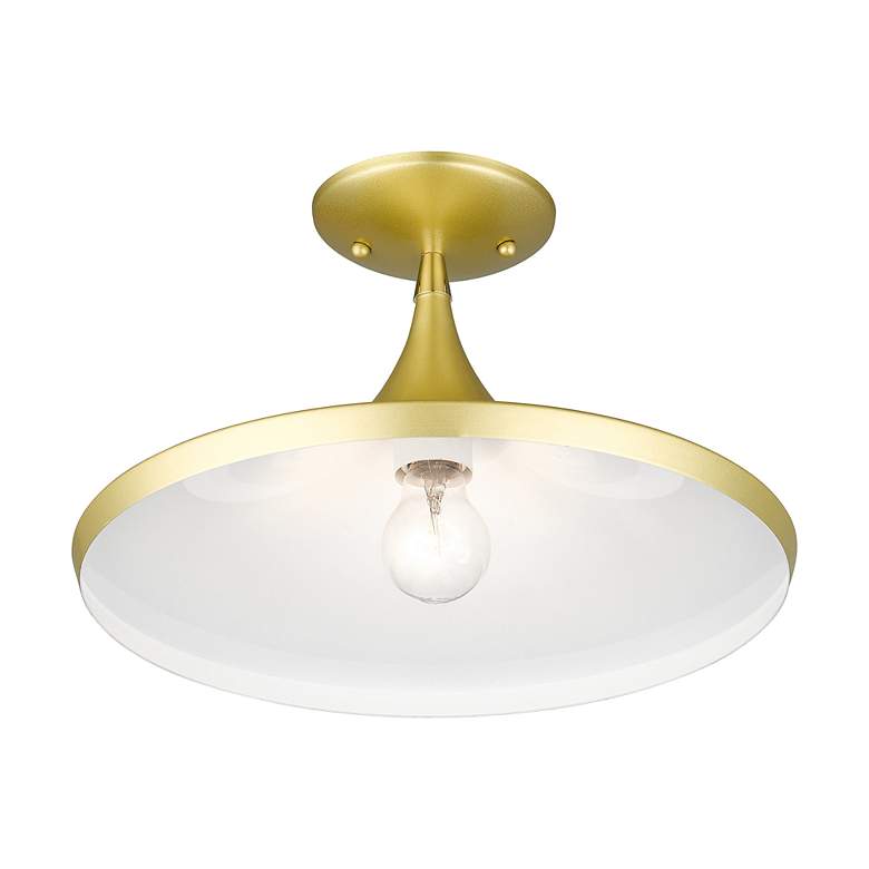 Image 5 1 Light Soft Gold Semi-Flush with Polished Brass Finish Accents more views