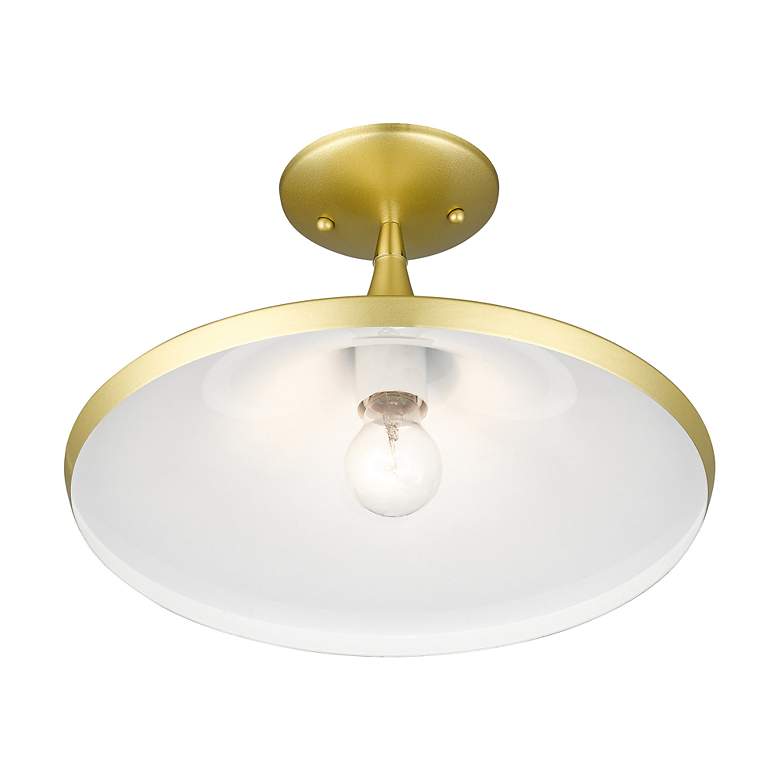 Image 6 1 Light Soft Gold Semi-Flush with Polished Brass Finish Accents more views