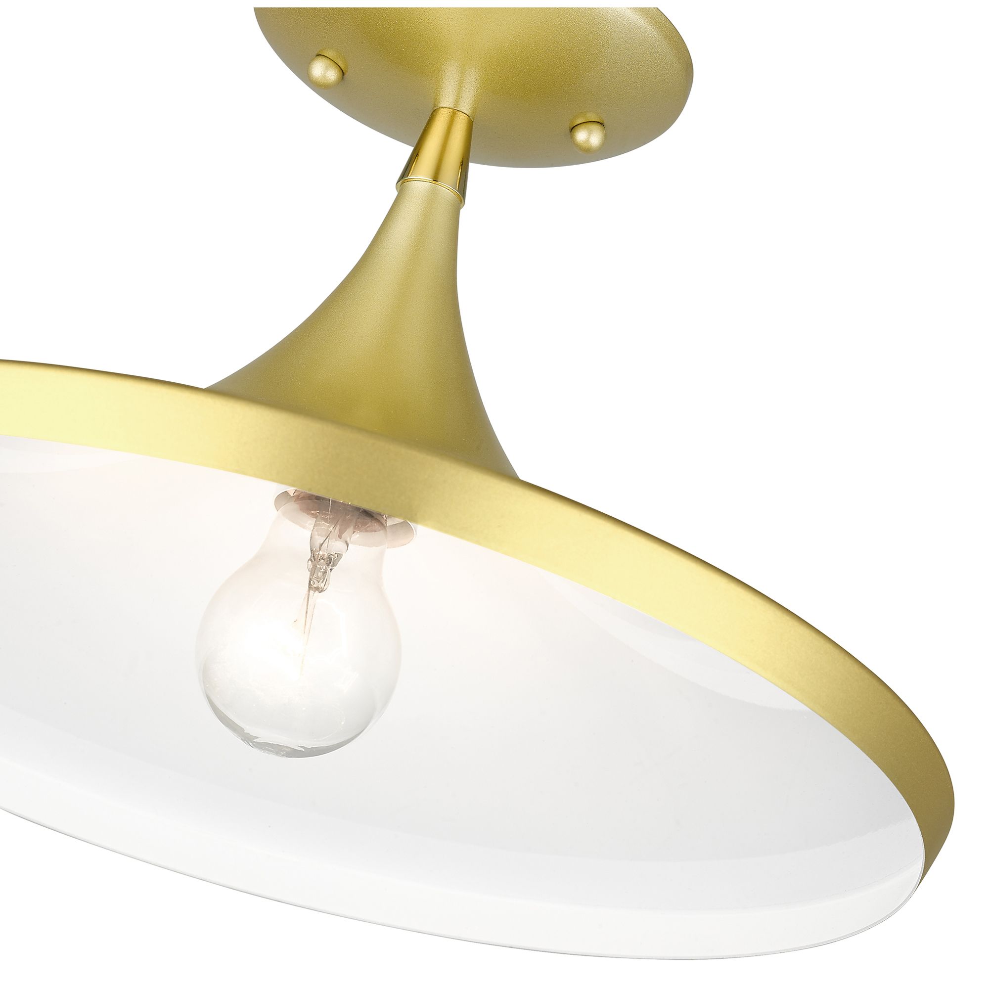 1 Light Soft Gold Semi-Flush with Polished Brass Finish Accents