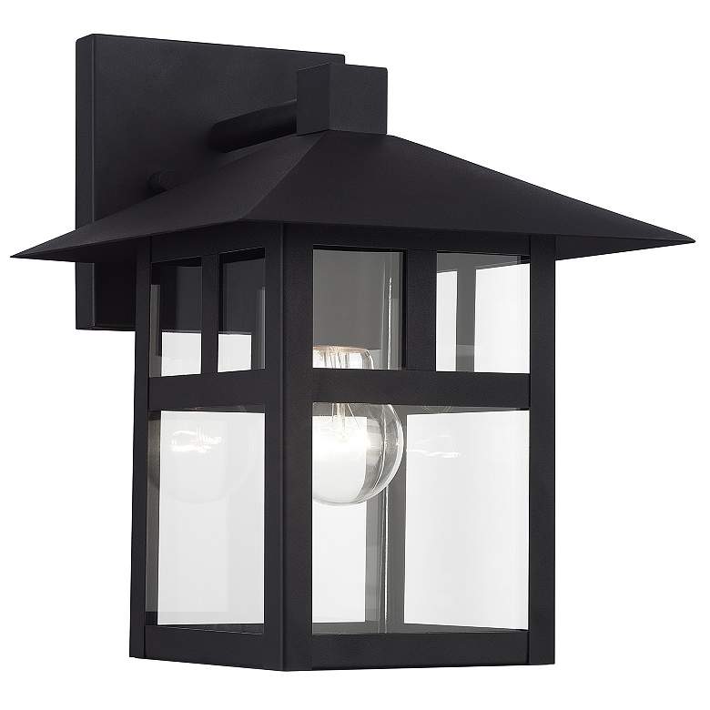 Image 1 1 Light Textured Black Large Outdoor Wall Lantern with Clear Glass