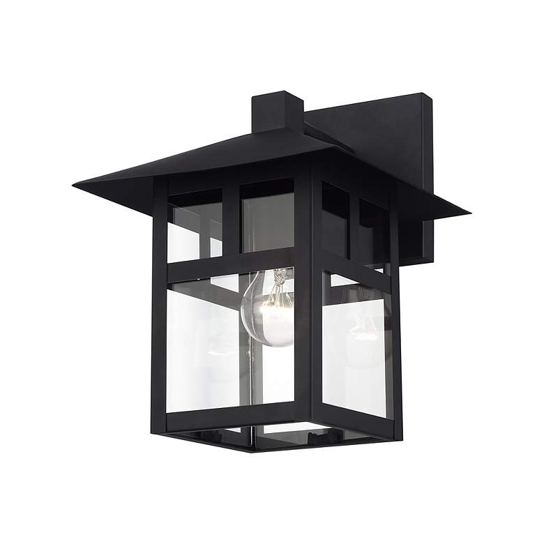 Image 3 1 Light Textured Black Large Outdoor Wall Lantern with Clear Glass more views