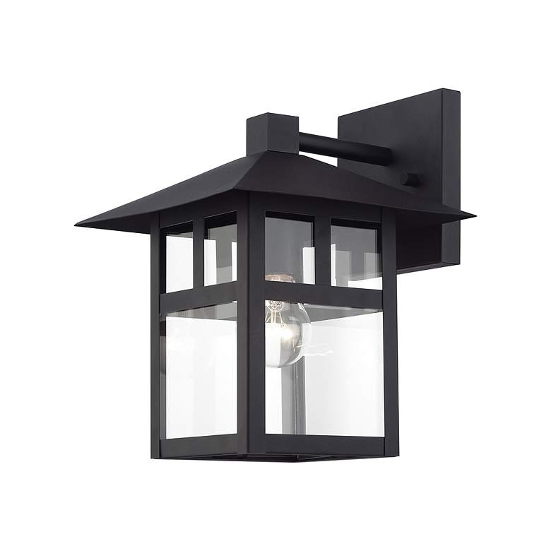 Image 4 1 Light Textured Black Large Outdoor Wall Lantern with Clear Glass more views