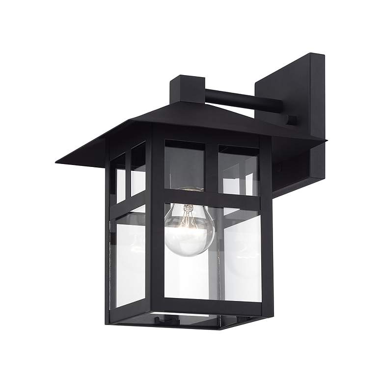 Image 5 1 Light Textured Black Large Outdoor Wall Lantern with Clear Glass more views