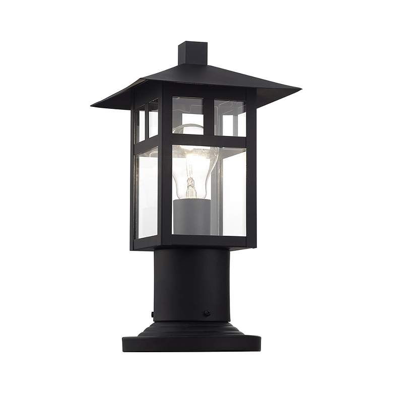 Image 4 1 Light Textured Black Medium Outdoor Post Top Lantern with Clear Glass more views