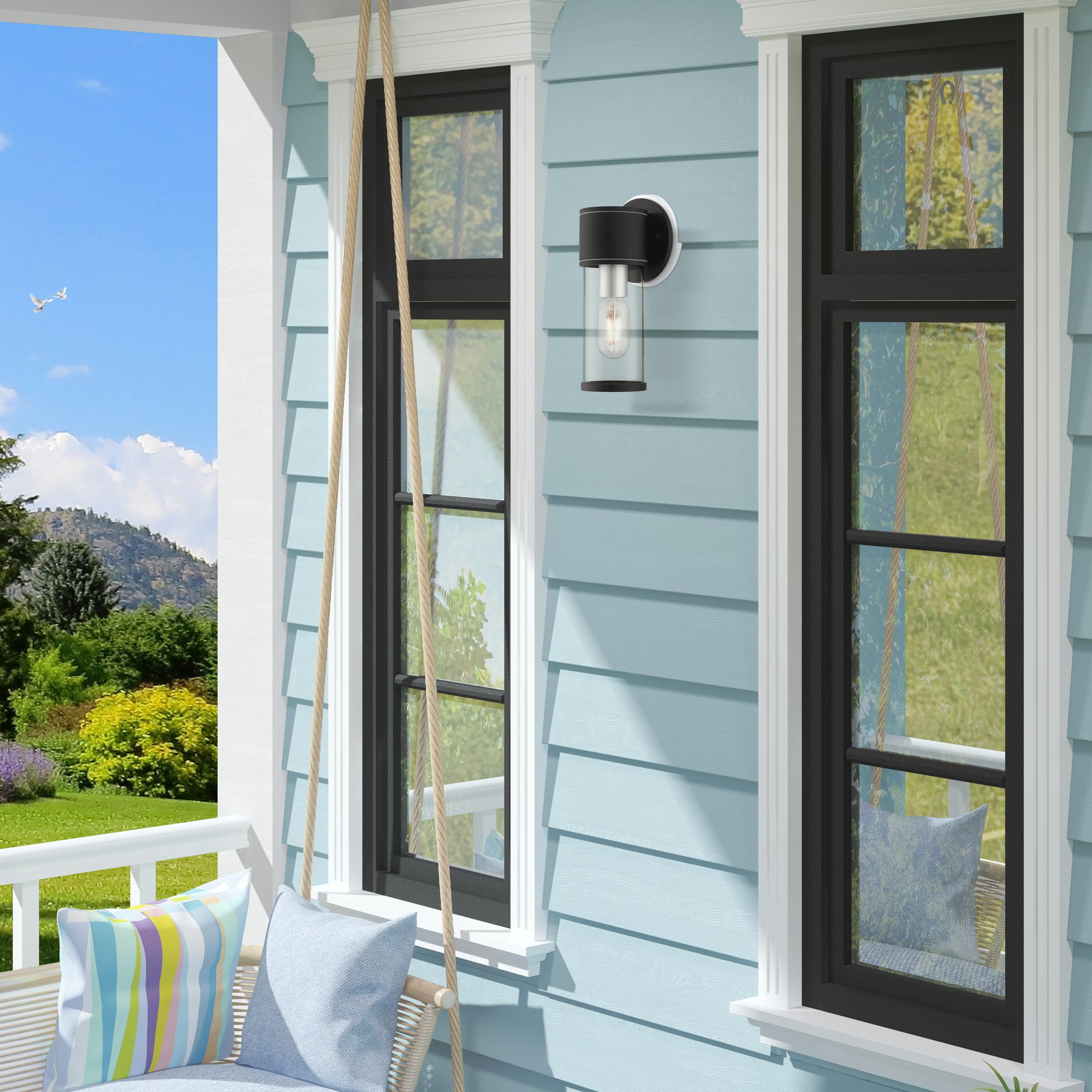 1 Light Textured Black Outdoor Small ADA Wall Lantern