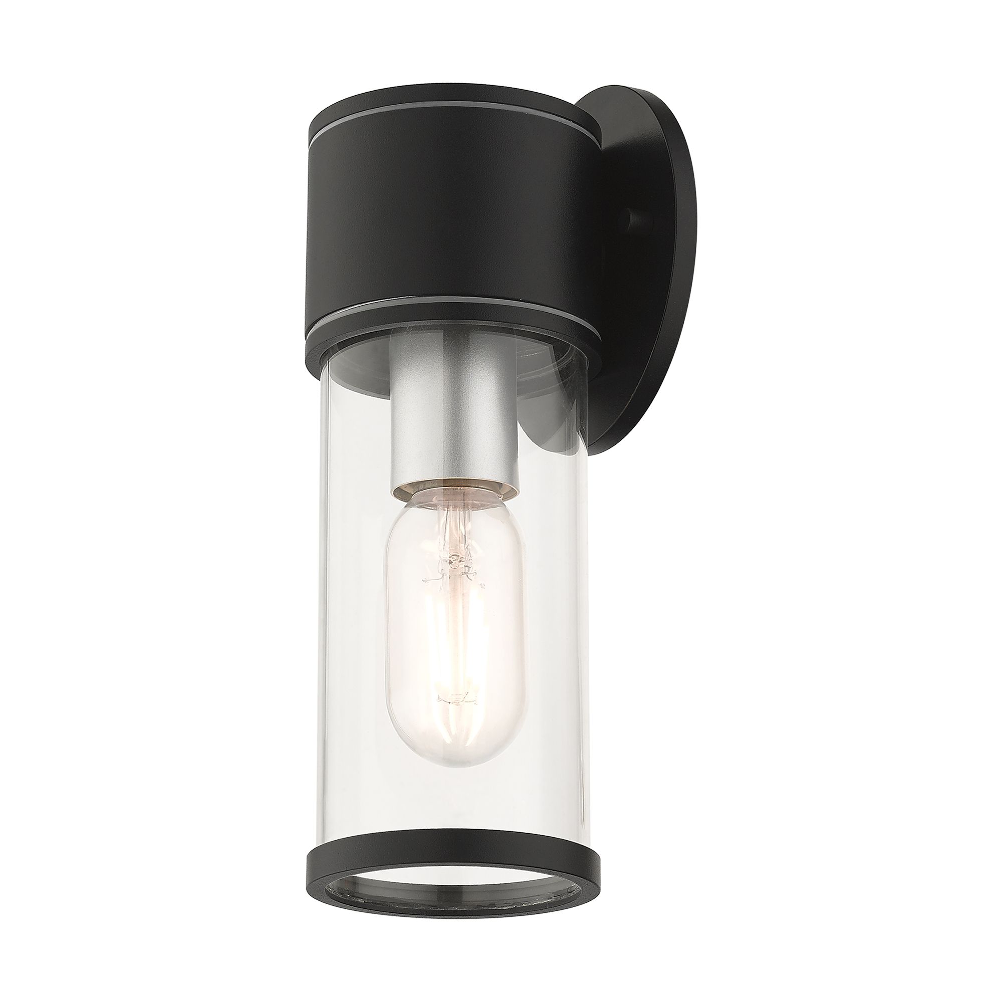 1 Light Textured Black Outdoor Small ADA Wall Lantern