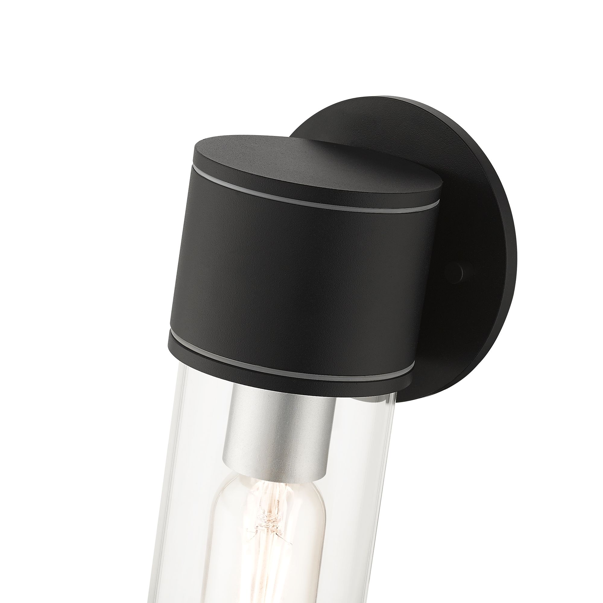 1 Light Textured Black Outdoor Small ADA Wall Lantern