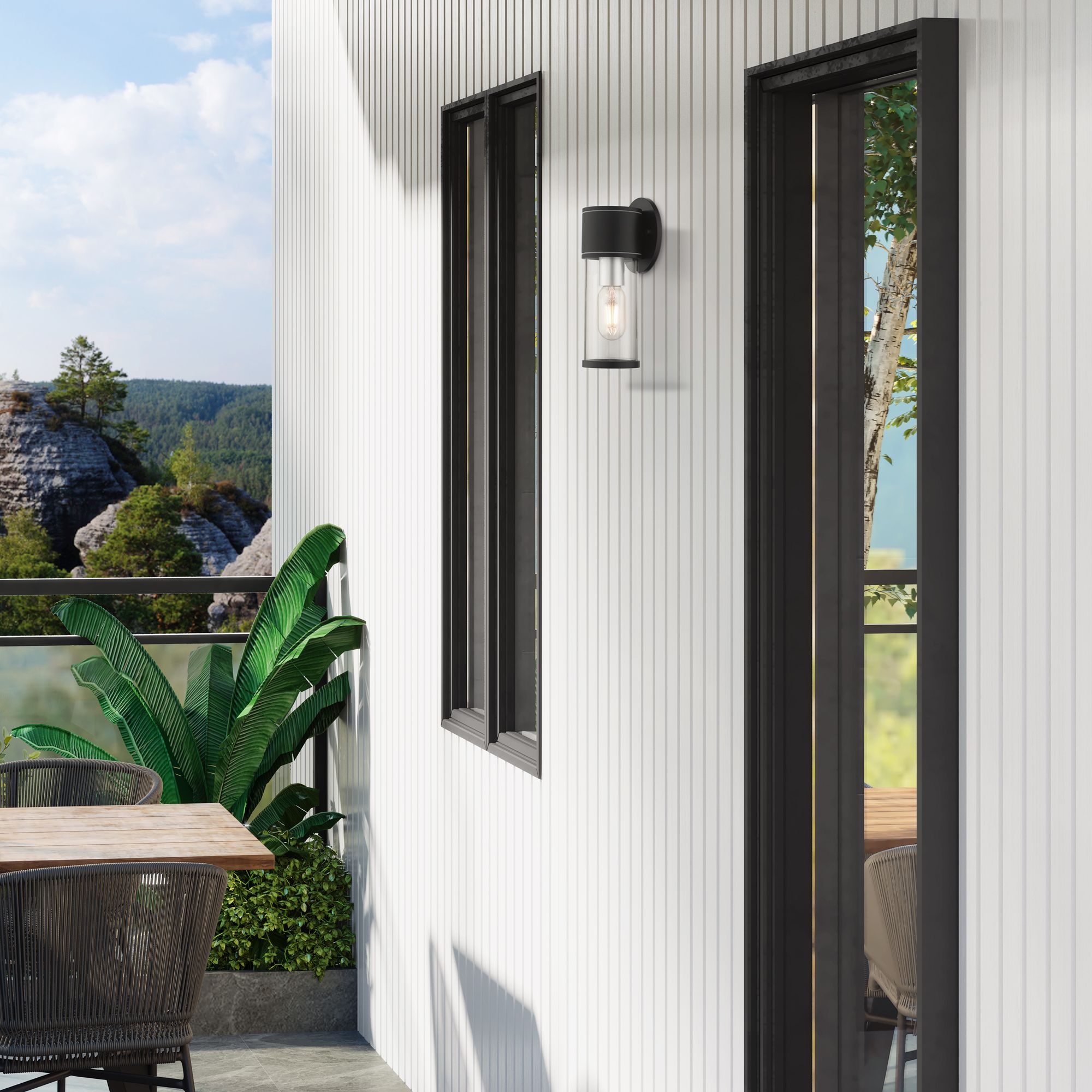 1 Light Textured Black Outdoor Small ADA Wall Lantern