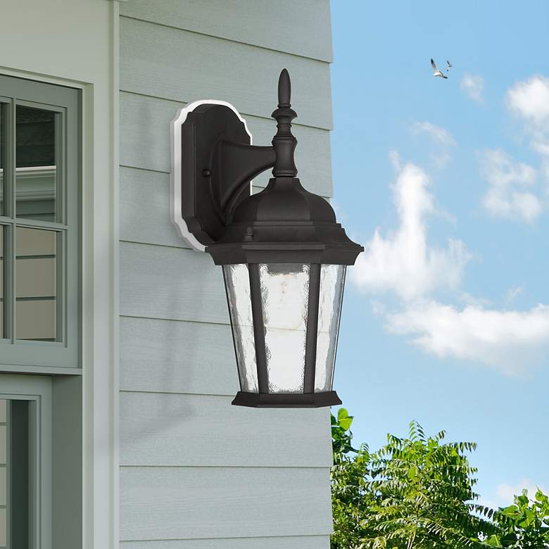 Image 1 1 Light Textured Black Outdoor Wall Lantern